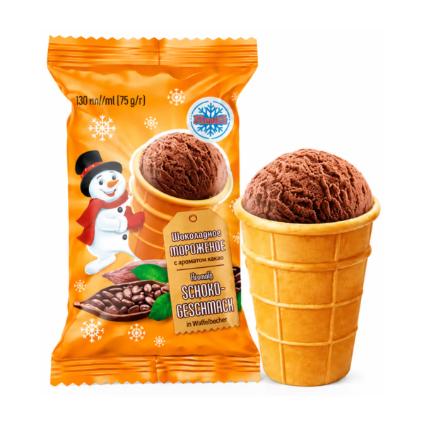 Glace goût chocolat en gobelet gaufré