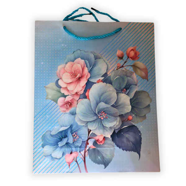 Sac cadeau élégant « Hortensias et Roses »