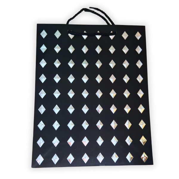 Sac cadeau en papier noir losanges